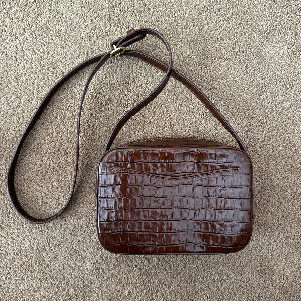 Cuyana Brown Croc Embossed Leather Camera
Bag, NWOT